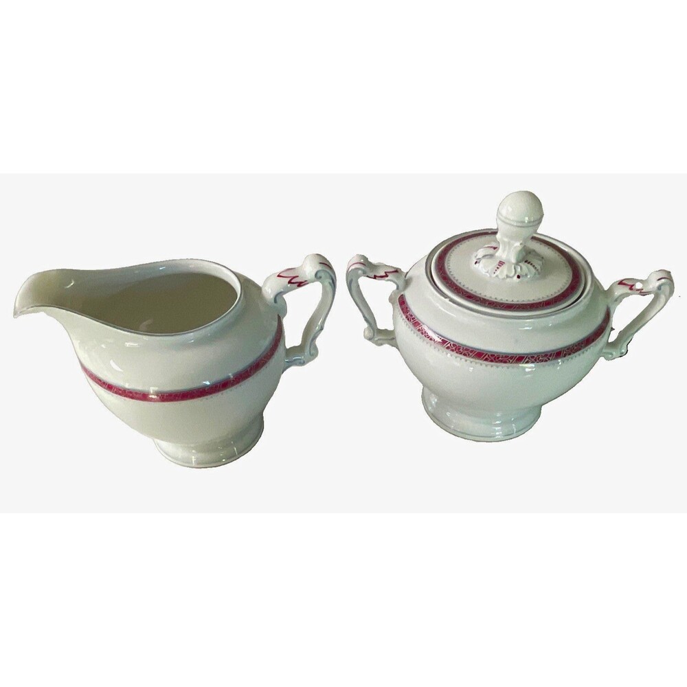 Heinrich Porcelain Creamer & Lidded Sugar Set Band U.S. Standard Design No 12